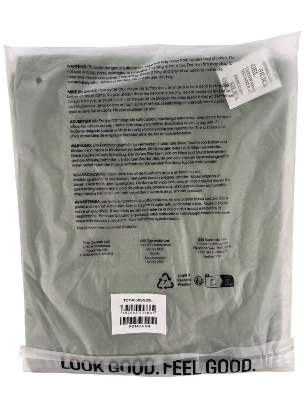 True Classic Sage Green Crew Neck Cotton T-Shirt Comfy Men's Size 2XL BRAND NEW - Picture 3 of 4